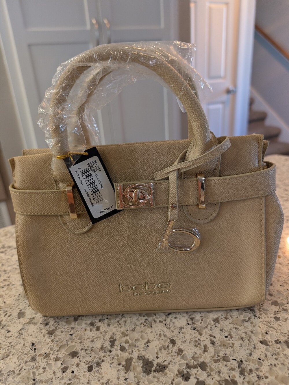 bebe Evie Beige Small Satchel